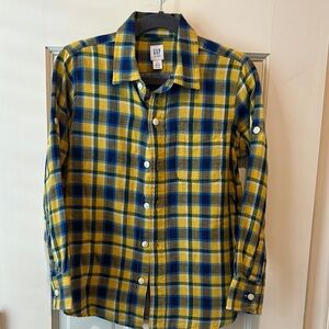 GAP Kid’s Yellow and Blue Plaid Shirt